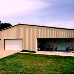 House and garage combination steel building with inset porch