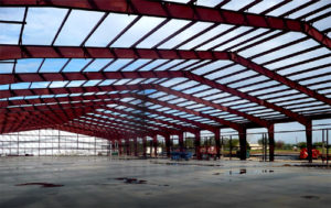 Photo of a RHINO warehouse building under construction.