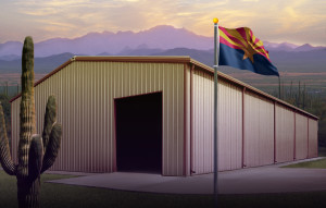Steel Buildings Arizona with state flag