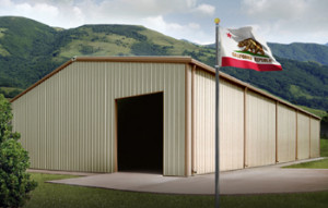 Steel Buildings California with state flag
