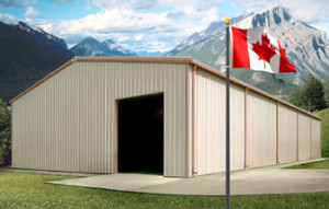 Steel Buildings Canada with Canadian flag