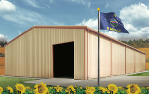Steel Buildings in Kansas with state flag