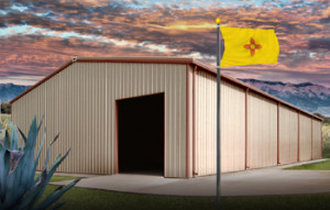 Steel Buildings in New Mexico with state flag