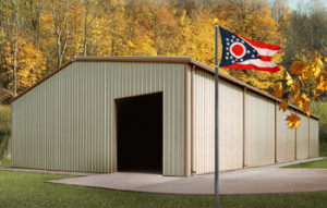 Steel Buildings Ohio with state flag