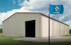 Steel Buildings in Oklahoma with state flag