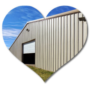 Photo of a large RHINO steel structure in a heart-shaped frame.