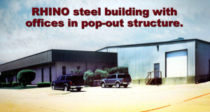 A RHINO steel building with offices added to a manufacturing facility