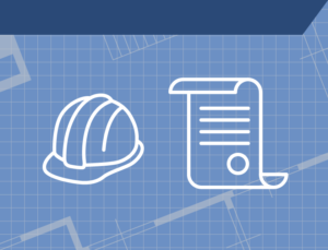 Icon shows a hardhat and a construction permit over a grid background.