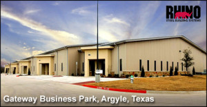 Photo of the finished Gateway Business Park industrial steel building in Texas