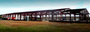 Photo of a RHINO steel warehouse complex under construction.