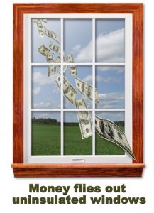 Window with dollar bill flying out of it