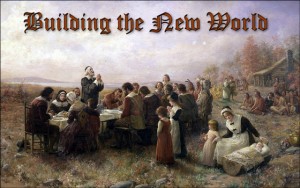 Painting of the Pilgrims at the first Thanksgiving