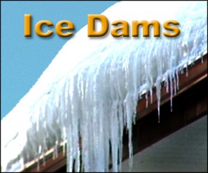 Picture showing an Ice Dam forming on a roofline