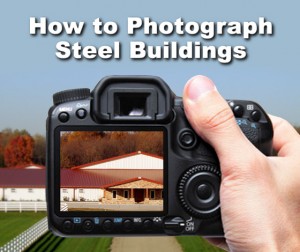 Hand holds digital camera with the caption "How to Photograph Steel Buildings"