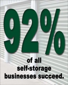 Image shouts that 92% of all self-storage businesses succeed.