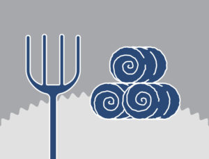 Icon of a pitch fork and round hay bales.