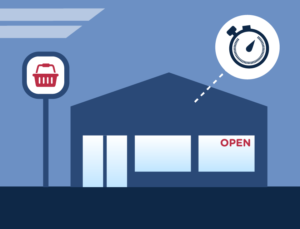Graphic depiction of a metal building convenience store.