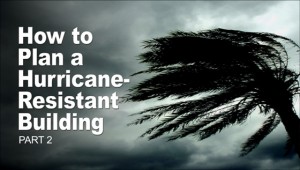 Fierce winds bend palm fronds before wicked-looking storm clouds in part 2 of Hurricane-resistant buildings