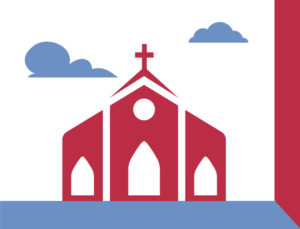 Icon representing steel church buildings.