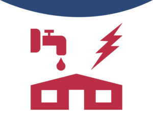 Icon depicting metal buildings for electrical, plumbing, and building supply companies.