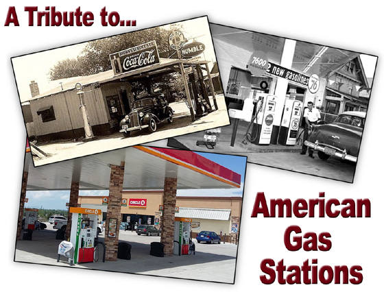 photos of gas stations from the 1930s to today