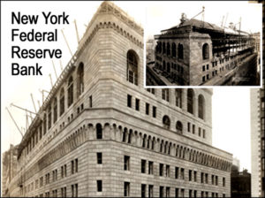 Photo of the New York Federal Reserve Bank and its steel framing.