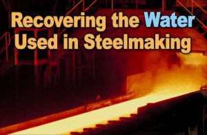 white-hot steel producing steam in a steelmaking plant