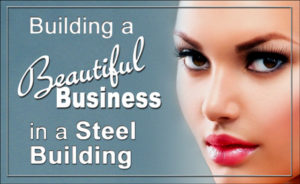 close-up of attractive woman indicates steel buildings used in the beauty business