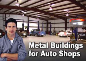 mechanic in his own metal building auto shop