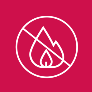 Icon representing the fire-resistant qualities of steel buildings.