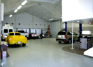 Photo of the interior of a multi-use home garage.